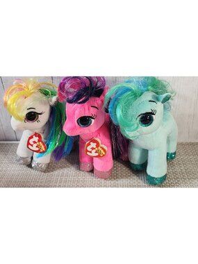 TY BEANIE BOOS PONY LOT RUBY TOPAZ STARR PLUSH PLUSHIES STUFFFED ANIMALS LOT